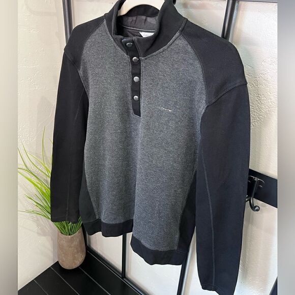 Calvin Klein Mens Pullover 1/4 Button Snap Golf Sweater black Size medium - Picture 7 of 15